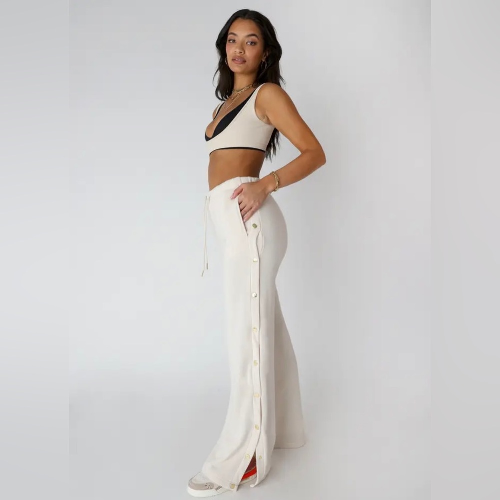 Adam Selman Sport • fleece tear-away wide leg sweatpants • size: medium